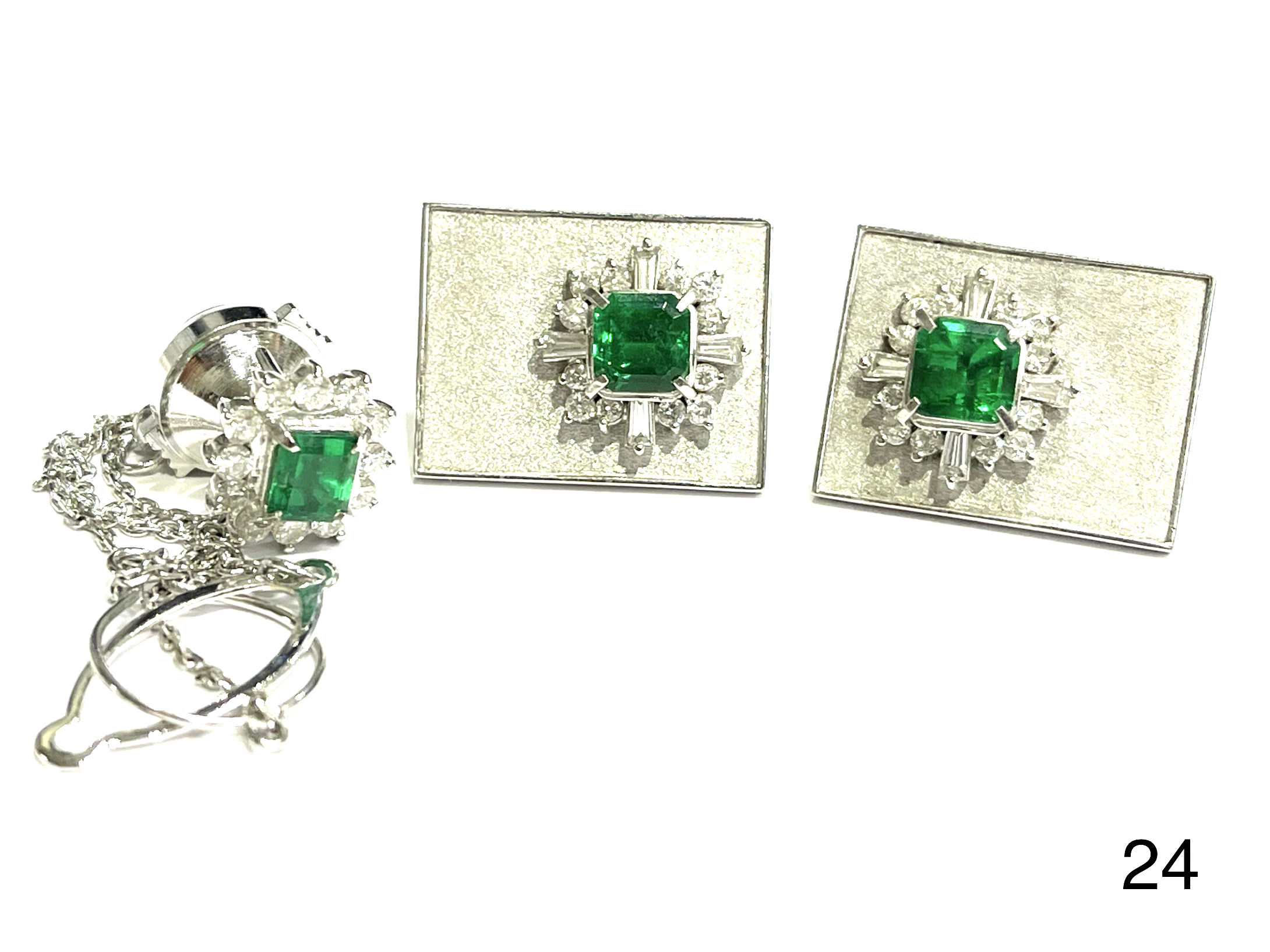 cufflinks/tie clip emerald PT