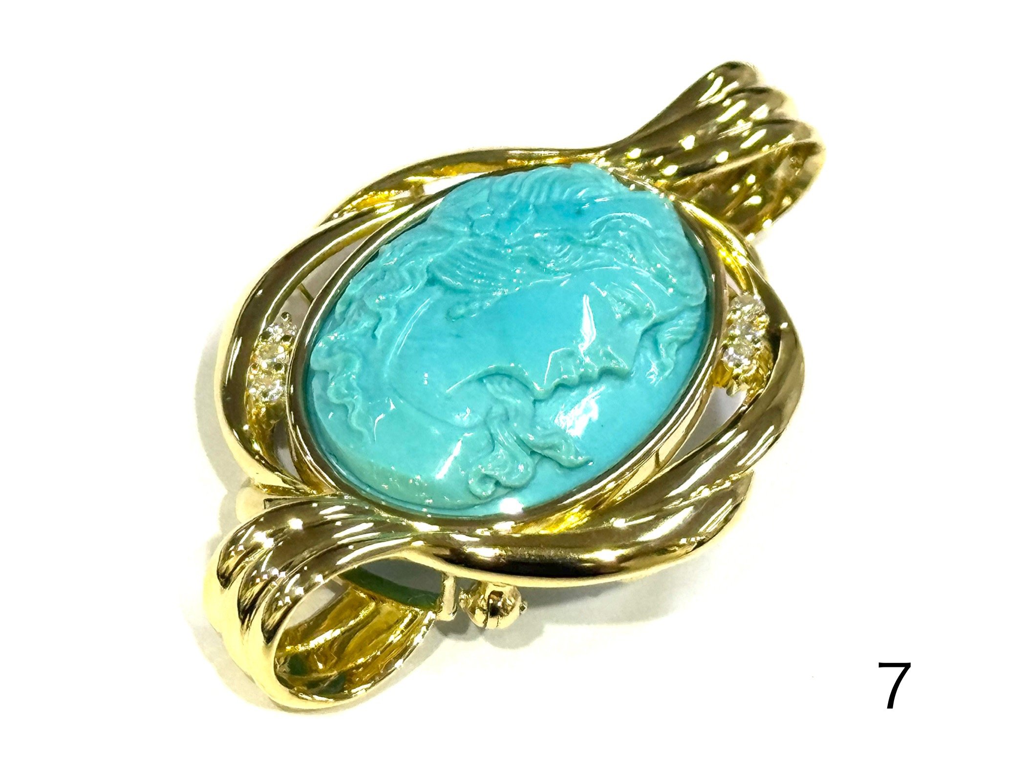 brooch turquoise K18