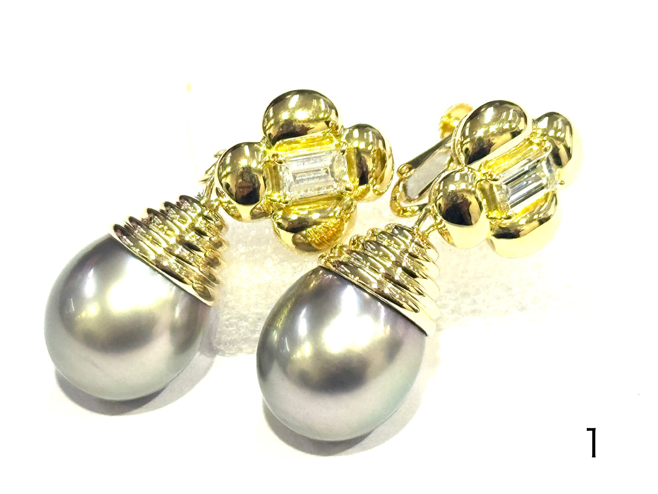 イヤリング タヒチパール K18